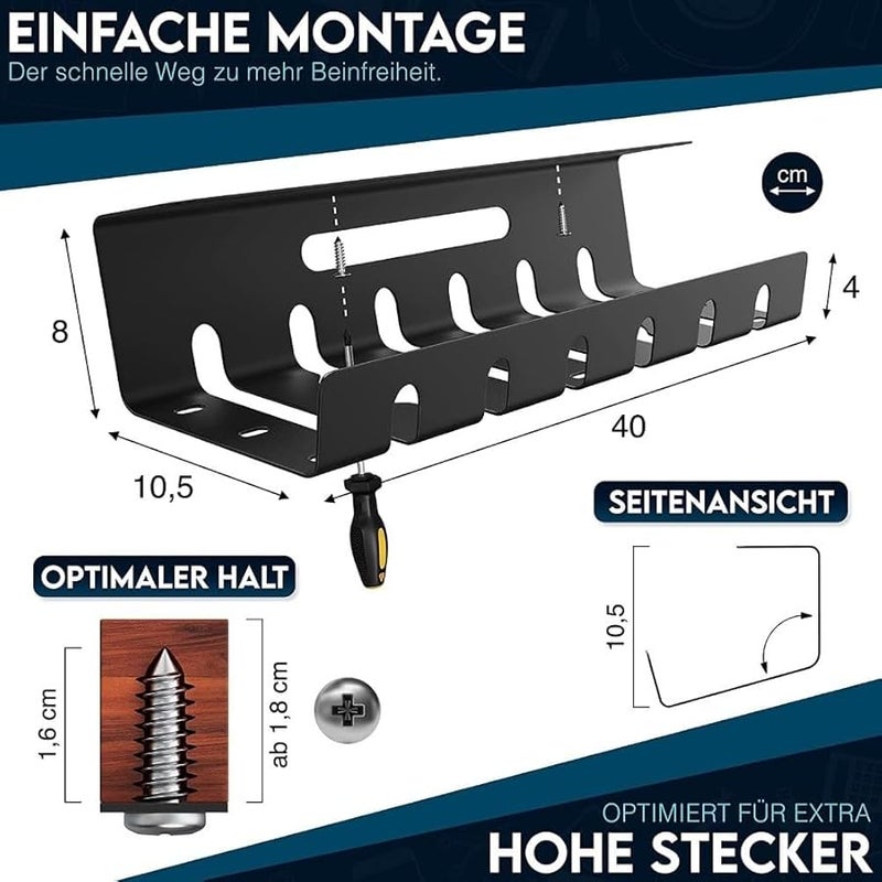 Under Desk Cable Management Tray Steel Construction Hollow Structure Organize Protect Conceal Cables - Image 2
